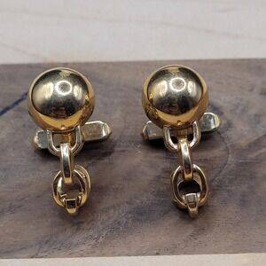Vintage Swank Gold Tone Ball And Chain Wrap Around Cufflinks
